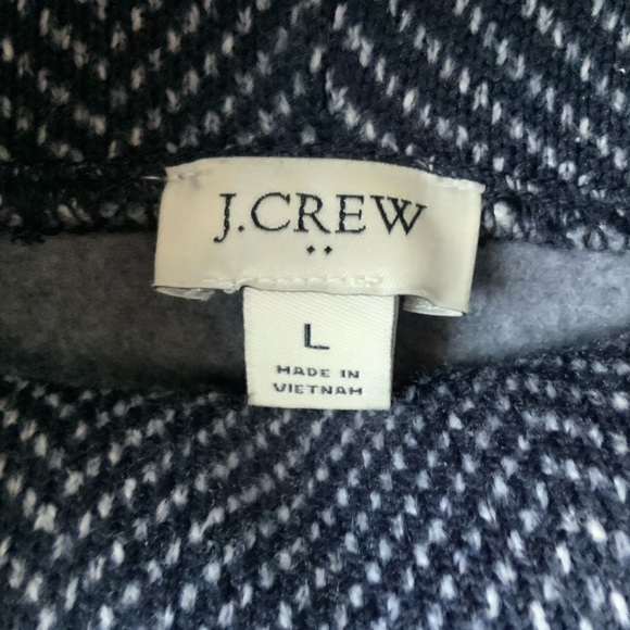 J. CREW Navy Herringbone Turtleneck Sweater Navy Blue White Large - Picture 6 of 10
